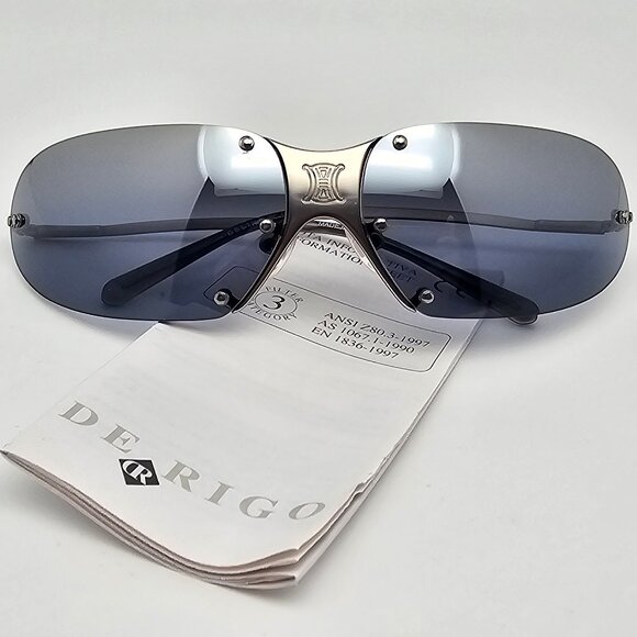 Celine SC1032 Col. 581 Silver Frame Silver Blue Gradient Mirror Lens Sunglasses